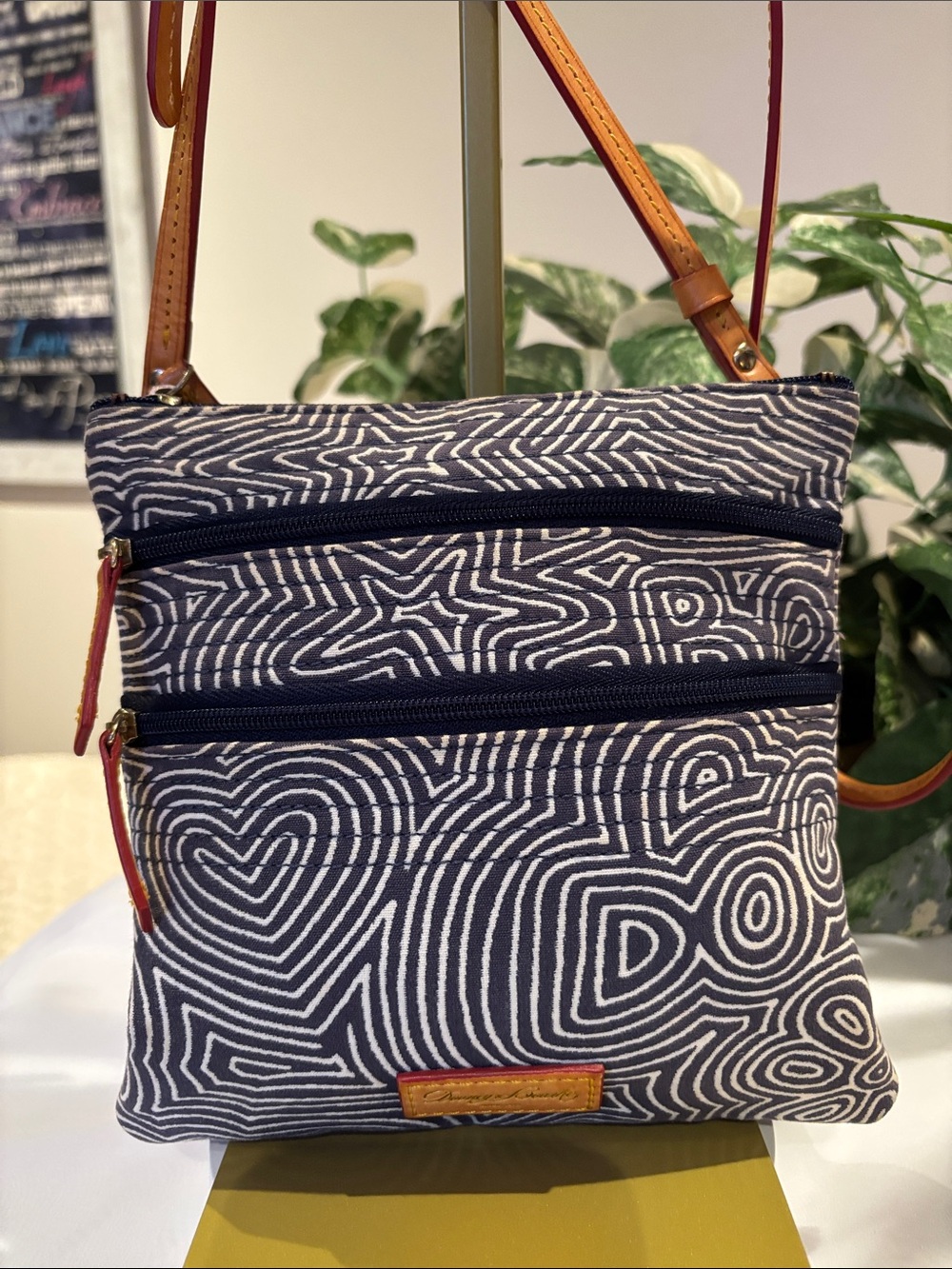 Dooney & Bourke Navy & White Patterned Crossbody Y2K